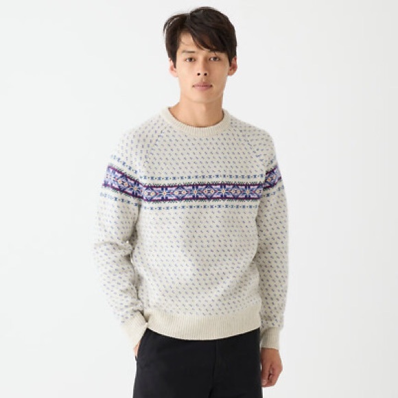 J Crew Lambswool Fair Isle sweater with bird's eye size medium